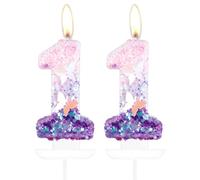 mciskin Butterfly Number 11 Candles for Cake, Purple Pink Butterfly 11th Birthday Cake Topper for Her,Girls 11th Birthday Decorations, Purple Pink 11 Candles for Party,Wedding,Baby Showers Supplies