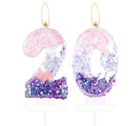 mciskin Butterfly Number 20 Candles for Cake, Purple Pink Butterfly 20th Birthday Cake Topper for Her,Girls 20th Birthday Decorations, Purple Pink 20 Candles for Party,Wedding,Baby Showers Supplies