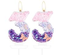 mciskin Butterfly Number 33 Candles for Cake, Purple Pink Butterfly 33th Birthday Cake Topper for Her,Girls 33th Birthday Decorations, Purple Pink 33 Candles for Party,Wedding,Baby Showers Supplies