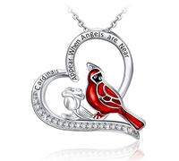 mciskin"Cardinals,Appear When Angels Are Near,Love Heart Necklace, 18", Special Jewelry for Women, Mother's Day Gifts for Mom, Wife, Aunt, Grandma.(heart bird 1)