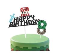 mciskin Cartoon Game 8th Birthday Candles,Video Game 8th Birthday Decorations for Boy Girl,Green Number 8 Candle for Cake,Pixel Gaming Themed Cake Decorations for Boys Girls Birthday Party Supplies