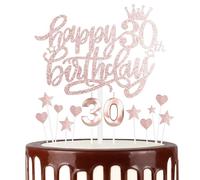 mciskin Girls 30th Happy Birthday Candles Cake Toppers, Number 30 Candle for Cake, Rose Gold Candles for Women Birthday Decorations, Heart Star Cake Toppers for 30th Birthday Party Wedding Anniversary