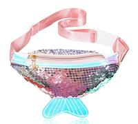 mciskin Girl's Mermaid Fanny Pack - Cute Kids Travel Waist Bag - Crossbody Belt Bag Sport Running Camping Trip -Birthday Gift for Girls (#1)