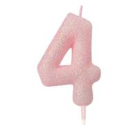 mciskin Glitter 4 Candle Birthday Girl, Pink Number 4 Candles for Cake,Pink 4th Birthday Decorations for Girl Boy,Macaron Cake Cupcake Toppers for Party, Baby Showers,Wedding Anniversary Supplies