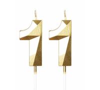 mciskin Gold 11th Birthday Candles, 3D Number 11 Candles for Cake, Girls Boys 11th Birthday Decorations,Pearl Gold Candle Cake Topper Decorations for Birthday Party Weddings Anniversary Supplies