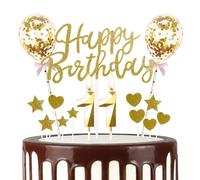 mciskin Gold 11th Birthday Decorations for Girl Boy,3D Number 11 Candle for Cake,Gold Cake Toppers for Girl Boy,Glitter Happy 11th Birthday Cake Toppers Balloons for Party Decorations Supplies