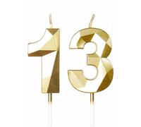 mciskin Gold 13th Birthday Candles, 3D Number 13 Candles for Cake, Girls Boys 13th Birthday Decorations,Pearl Gold Candle Cake Topper Decorations for Birthday Party Weddings Anniversary Supplies