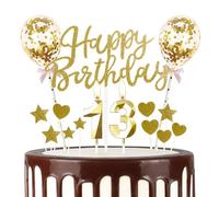 mciskin Gold 13th Birthday Decorations for Girl Boy,3D Number 13 Candle for Cake,Gold Cake Toppers for Girl Boy,Glitter Happy 13th Birthday Cake Toppers Balloons for Party Decorations Supplies