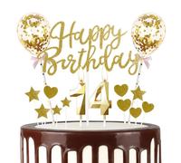 mciskin Gold 14th Birthday Decorations for Girl Boy,3D Number 14 Candle for Cake,Gold Cake Toppers for Girl Boy,Glitter Happy 14th Birthday Cake Toppers Balloons for Party Decorations Supplies