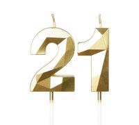 mciskin Gold 21st Birthday Candles, 3D Number 21 Candles for Cake, Girls Boys 21st Birthday Decorations,Pearl Gold Candle Cake Topper Decorations for Birthday Party Weddings Anniversary Supplies