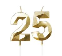 mciskin Gold 25th Birthday Candles, 3D Number 25 Candles for Cake, Girls Boys 25th Birthday Decorations,Pearl Gold Candle Cake Topper Decorations for Birthday Party Weddings Anniversary Supplies
