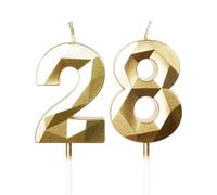 mciskin Gold 28th Birthday Candles, 3D Number 28 Candles for Cake, Girls Boys 28th Birthday Decorations,Pearl Gold Candle Cake Topper Decorations for Birthday Party Weddings Anniversary Supplies