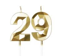 mciskin Gold 29th Birthday Candles, 3D Number 29 Candles for Cake, Girls Boys 29th Birthday Decorations,Pearl Gold Candle Cake Topper Decorations for Birthday Party Weddings Anniversary Supplies