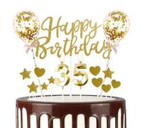 mciskin Gold 35th Birthday Decorations for Women Men,3D Number 35 Candle for Cake,Gold Cake Toppers for Women Men,Glitter Happy 35th Birthday Cake Toppers for Party Decorations Supplies