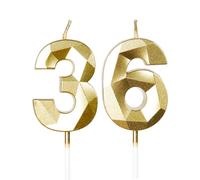 mciskin Gold 36th Birthday Candles, 3D Number 36 Candles for Cake, Women Men 36th Birthday Decorations,Pearl Gold Candle Cake Topper Decorations for Birthday Party Weddings Anniversary Supplies