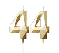 mciskin Gold 44th Birthday Candles, 3D Number 44 Candles for Cake, Women Men 44th Birthday Decorations,Pearl Gold Candle Cake Topper Decorations for Birthday Party Weddings Anniversary Supplies