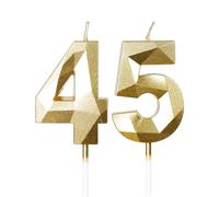 mciskin Gold 45th Birthday Candles, 3D Number 45 Candles for Cake, Women Men 45th Birthday Decorations,Pearl Gold Candle Cake Topper Decorations for Birthday Party Weddings Anniversary Supplies