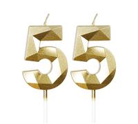 mciskin Gold 55th Birthday Candles, 3D Number 55 Candles for Cake, Women Men 55th Birthday Decorations,Pearl Gold Candle Cake Topper Decorations for Birthday Party Weddings Anniversary Supplies