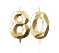 mciskin Gold 80th Birthday Candles, 3D Number 80 Candles for Cake, Women Men 80th Birthday Decorations,Pearl Gold Candle Cake Topper Decorations for Birthday Party Weddings Anniversary Supplies