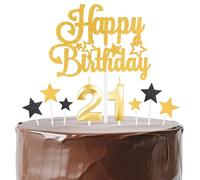 mciskin Gold Birthday Candles Set,Girl Boy 21st Birthday Decorations,Golden Number 21 Candle for Cake,Gold Candles Cake Toppers with Star for Girls Boys Birthday Party Anniversary Decorations