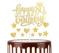 mciskin Gold Happy 80th Birthday Cake Toppers for Cake, Men Women 80th Birthday Decorations,Personalised Cake Toppers for Women,Glitter 80 Cake Topper Cupcake Topper for Party Cake Decoration