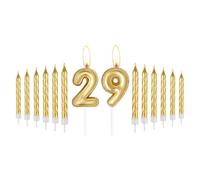 Mciskin Gold Number Candles Set, 29 Candles for Cake, Happy Birthday Spiral Cake Toppers, Theme for Women Men Girls Birthday Party Decorations 29th Wedding Anniversary