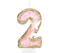mciskin Gold Pink 2nd Birthday Candles,2nd Birthday Decorations for Girl,Butterfly Number 2 Candle for Cake,Butterfly Candles Gold Pink Cake Toppers for Girls Women Party Decorations,Baby Showers