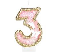 mciskin Gold Pink 3rd Birthday Candles,3rd Birthday Decorations for Girl,Butterfly Number 3 Candle for Cake,Butterfly Candles Gold Pink Cake Toppers for Girls Women Party Decorations,Baby Showers