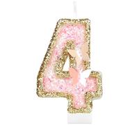 mciskin Gold Pink 4th Birthday Candles,4th Birthday Decorations for Girl,Butterfly Number 4 Candle for Cake,Butterfly Candles Gold Pink Cake Toppers for Girls Women Party Decorations,Baby Showers