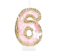 mciskin Gold Pink 6th Birthday Candles,6th Birthday Decorations for Girl,Butterfly Number 6 Candle for Cake,Butterfly Candles Gold Pink Cake Toppers for Girls Women Party Decorations,Baby Showers