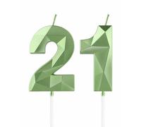 mciskin Green 21st Birthday Candles, 3D Number 21 Candles for Cake, Girls Boys 21st Birthday Decorations,Sage Green Candle Cake Topper Decorations for Birthday Party Weddings Anniversary Supplies