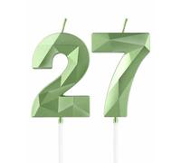 mciskin Green 27th Birthday Candles, 3D Number 27 Candles for Cake, Girls Boys 27th Birthday Decorations,Sage Green Candle Cake Topper Decorations for Birthday Party Weddings Anniversary Supplies