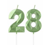 mciskin Green 28th Birthday Candles, 3D Number 28 Candles for Cake, Girls Boys 28th Birthday Decorations,Sage Green Candle Cake Topper Decorations for Birthday Party Weddings Anniversary Supplies