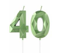 mciskin Green 40th Birthday Candles, 3D Number 40 Candles for Cake, Women Men 40th Birthday Decorations,Sage Green Candle Cake Topper Decorations for Birthday Party Weddings Anniversary Supplies