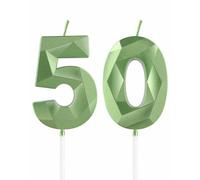 mciskin Green 50th Birthday Candles, 3D Number 50 Candles for Cake, Women Men 50th Birthday Decorations,Sage Green Candle Cake Topper Decorations for Birthday Party Weddings Anniversary Supplies