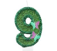 mciskin Green 9th Birthday Candles,9th Birthday Decorations for Girl,Butterfly Number 9 Candle for Cake,Butterfly Candles Green Cake Toppers for Girls Women Party Supplies,Baby Showers Decorations