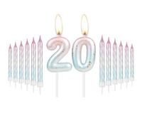 mciskin Happy 20th Birthday Candles Set with Pink Blue Spiral Candle for Cake Colorful 20th Cake Topper for Girls Boys Birthday Party Pink Blue Number 20 Candle for Women Activity Wedding Anniversary