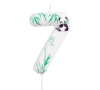 mciskin Happy Birthday Number 7 Panda Candle, White & Green, Smokeless, Perfect for Birthday Parties, Baby Showers, Animal Theme Decorations