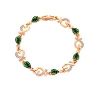 mciskin Heart of the Sea Bracelets for Women Crystal Zircon Roman Style White Silver Plated,Infinity Love Heart Link Bracelet with Birthstone Crystal (love heart/green)
