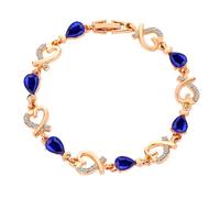 mciskin Heart of the Sea Bracelets for Women Crystal Zircon Roman Style White Silver Plated,Infinity Love Heart Link Bracelet with Birthstone Crystal (love heart/blue)