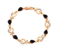 mciskin Heart of the Sea Bracelets for Women Crystal Zircon Roman Style White Silver Plated,Infinity Love Heart Link Bracelet with Birthstone Crystal (love heart/black)