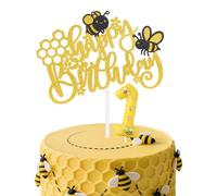 mciskin Honeybee 1st Birthday Candles Set,Yellow Number 1 Candle for Cake,1st Birthday Decorations for Girls Boys,Cute Bee Candles Cake Toppers for Boys Girls Birthday,Honeybee Themed Party Supplies