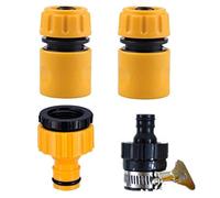 mciskin Hose Fitting Starter Set,Hose Tap Connector Kit for Watering,Car Washing,Washing Machine(1/2" Hose Pipe Quick Connector+Faucet Adapter)-4 Pack/Orange Yellow
