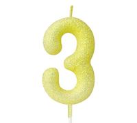 mciskin Lemon-Yellow Number 3 Candles for Cake,Glitter Macaron 3 Candle Birthday Girl,3rd Birthday Decorations for Girl Boy,Lemon-Yellow Cake Cupcake Toppers for Party, Baby Showers,Wedding Supplies