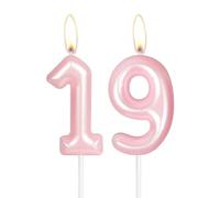 mciskin Light Pink Happy 19th Birthday Candle,Pink Number 19 Candle,Birthday Cake Candle Decorations,Cake Candles Cake Toppers for Girls Women,Wedding Anniversary