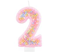 mciskin Macaron 2nd Birthday Candles for Cake, Pink Number 2 Candle for Girl 2nd Birthday Decorations,Macaron Pink Candle 2 Cake Toppers for Girl Sweet Themed Party Decoration,Wedding,Baby Showers