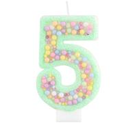 mciskin Macaron Birthday Candles for Cake, Green Number 5 Candle for Girl 5th Birthday Decorations,Macaron Green Candle 5 Cake Toppers for Girl Boy Sweet Themed Party Decoration,Wedding,Baby Showers