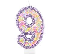 mciskin Macaron Birthday Candles for Cake, Purple Number 9 Candle for Girl 9th Birthday Decorations,Macaron Purple Candle 9 Cake Toppers for Girl Boy Sweet Themed Party Decoration,Wedding,Baby Showers