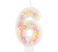 mciskin Macaron Birthday Candles for Cake, White Number 6 Candle for Girl 6th Birthday Decorations,Macaron White Candle 6 Cake Toppers for Girl Boy Sweet Themed Party Decoration,Wedding,Baby Showers