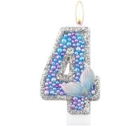 mciskin Mermaid Tail Birthday Candle, Number 4, Purple Blue, Glam, Odorless, Non Toxic, Indoor, Nautical Theme, 7cm/2.75in Long, 4cm/1.5in Wide, 1 Count, No Container, Novelty Candle